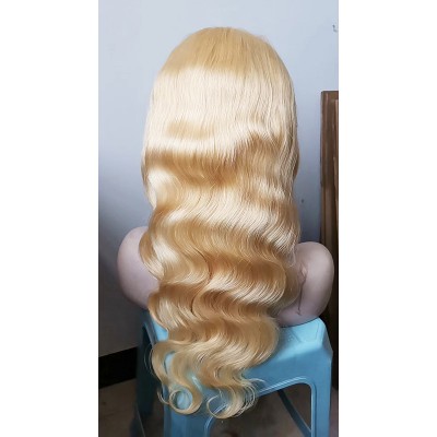 french laces body wave 613 blonde color the best Indian virgin hair unprocessed full lace wigs China supplier